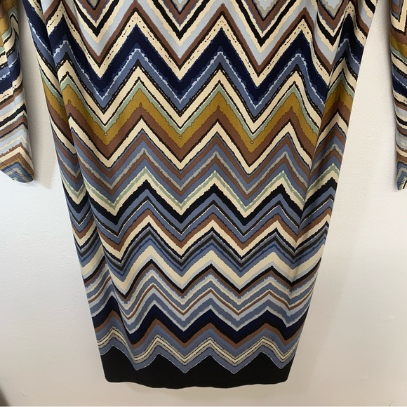 Roamans Midi Dress 20W Stretch Knit‎  Geometric Flare Sleeve Shift Office Casual - Picture 3 of 9